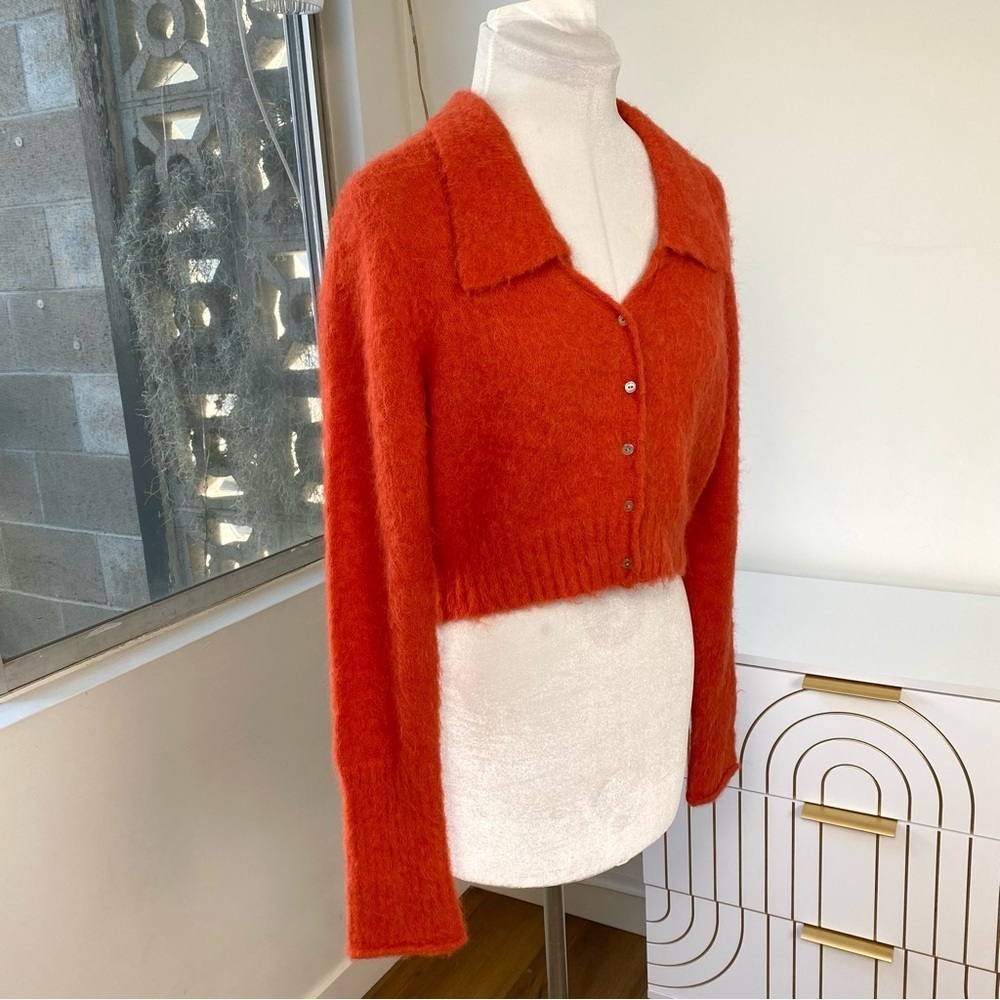 ALLSAINTS NWT Lava Red Alpaca Blend Cropped Cardigan, Size M - Picture 4 of 9